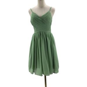RYANTH Sz M Green Sleeveless Pleated Lace up Knee Length Party Dress NWT B91